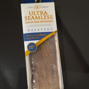 18" Ultra Seamless Clip-In Hair Extensions - Medium Dark Brown and Light Blonde